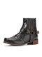 Men Western Style Square Toe Block Heel Harness Cowboy Boots - Black