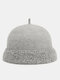 Unisex Wool Blended Solid Color Jacquard Vintage Warmth Brimless Beanie Landlord Cap Skull Cap - Gray