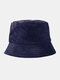 Men & Women Cotton Warm Solid Color Sunvisor Casual Fashion Couple Hat Bucket Hat - Blue