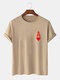 Mens Ace Of Hearts Poker Print 100% Cotton Short Sleeve T-Shirts-9 Colors - Khaki