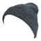 Men Women Casual Stripe Slouch Beanie Cap Wool Knitted Elastic Thermal Hat - Black