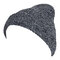 Men Women Casual Stripe Slouch Beanie Cap Wool Knitted Elastic Thermal Hat - Dark Gray