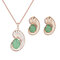 Elegant Jewelry Set Rhinestone Opal Earrings Necklace Set - Green