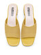 Women Square Toe Braided Shape Chunky Heels Slides Slippers - Yellow