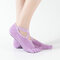 Women Cotton Cross Belt Non Slip Dispensing Sports Ballet Yoga Dance Socks - Light Purple