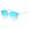 Men Women Thin Metal Frame Sunglasses Casual Outdoor Anti-UV HD Eyeglaases - Blue