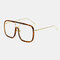 Unisex Retro Flat Mirror Square Large Frame Transparent Anti-UV Sunglasses For Woman - #08
