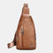 Men Earphone Hole Business Multi-pocket Crossbody Bag Chest Bag Sling Bag - Yellow & Brown