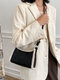 Women PU Leather Plush Patchwork Shoulder Bag Handbag - Black