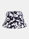 Women Cotton Linen Double-sided Wearable Zebra Cow Panda Pattern Print All-match Sunscreen Bucket Hat - #03