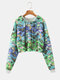 Butterfly Printed Drawstring Casual Hoodie For Women - Green