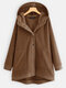 Patchwork Fleece Hooded Plus Size Women Winter Coat - Brown