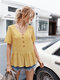 Floral Print Short Sleeves V-neck Casual Blouse For Women - Yellow