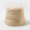 Unisex Solid Color Cotton Hat Bucket Hats - Beige