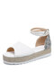 Large Size Women Peep Toe Buckle Strap Espadrille Platform Sandals - White