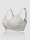 Women Flowery Lace Bowknot Wireless Full Cup Thin Bras - Gray