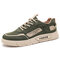 Men Casual Breathable Lace-up Non Slip Canvas Driving Shoes - Green