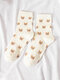 5 Pairs Women Cotton Jacquard Cartoon Little Bear Lattice Patterns Fashion Breathable Socks - #02
