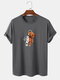 Mens Cartoon Skeleton Bear Graphic Cotton Short Sleeve T-Shirts - Dark Gray