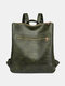 Vintage Simple Zip Front Large Capacity Soild Backpack 14 Inch Laptop Bag - Black