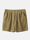 Mens Brief Style Jacquard Solid Color Drawstring Waist Loose Casual Shorts - Khaki