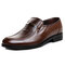 Men Soft Leather Slip On Business Casual Shoes - Brown