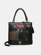 Vintage Genuine Leather Upper And Lower Zipper Color Block Design Crossbody Bag Handbag - Red