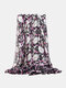 نساء Dacron Colorful مختلف الأزهار المطبوعة ظلة زخرفية شالات وشاح - أسود
