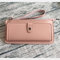 Women Faux Leather Solid Multi-function Long Wallet 12 Card Slots Phone Clutch Bags - Pink