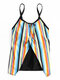 Plus Size Women Swimsuit Striped Spaghetti Straps Top - Striped