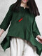 Irregular Solid Color 3/4 Sleeve Plus Size Blouse - Green