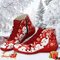 أزياء النساء نمط عيد الميلاد زلة أحذية الكاحل الراتنج - أحمر