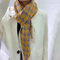 Écharpe en tricot double couche pied-de-poule multicolore châle pour femmes - Jaune