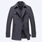 Winter Business Casual Double Collar Thicken Warm Pure Color Wool Overcoat For Men - Light Grey