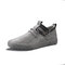 Men Pure Color Micorifber Leather Non Slip Soft Sole Casual Shoes - Grey