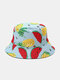 यूनिसेक्स कपास फल पैटर्न मुद्रित दो तरफा पहनने योग्य फैशन बाल्टी टोपी - #01