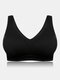 Women Plus Size Wireless Back Closure Breathable Seamless Solid Color Bras - Black