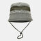 Washable Cotton Bucket Hat Mesh Breathable Leisure Fisherman Hat - Army Green