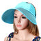 Women Summer Outdoor Sun Protective Gardening Hat Anti-UV Wide Brim Visor Sun Cap - Sky Blue