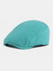 Men Cotton Solid Color Outdoor Leisure Wild Forward Hat Flat Cap - Lake Blue