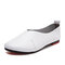 Big Size Leather Comfortable Slip On Lazy Casual Flat Shoes - White