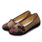 Floral Chinese Knot National Style Vintage Cotton Slip On Flat Shoes - Coffee