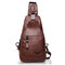 Ekphero Men Genuine Leather Shoulder Bag Vintage Chest Bags Crossbody Bags - Brown
