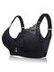 Plus Size Push Up Lace Gather Embroidery Side Support Bras - Black