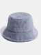Women Rabbit Fur Solid Color Dome Thicken Warmth Windproof Ear Protection Bucket Hat - Gray