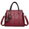 Women Stitching 3 Layer Handbag Large Capacity Solid Leisure Crossbody Bag - Wine Red
