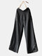 Asymmetrical Hem Solid Color Casual Plus Size Pants - Black