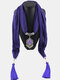Vintage Geometric Drop Tassel Pendant Solid Color Dacron Alloy Scarf Necklace - Dark Purple