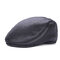 Men Vintage PU Leather Beret Cap  Casual Outdoor Visor Duck Hats Winter Warm Peaked  Caps - Black