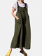 Casual Solid Color Side Pockets Buttons Sleeveless Jumpsuits - Army Green